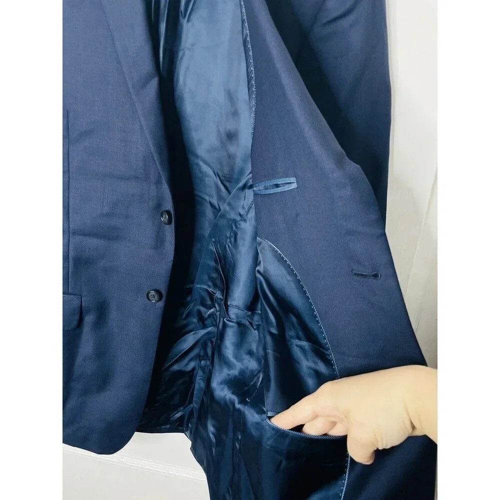 Joe Joseph Abboud 100% Wool Suit Jacket Balzer Men Sz 37 Long Navy Blue Business